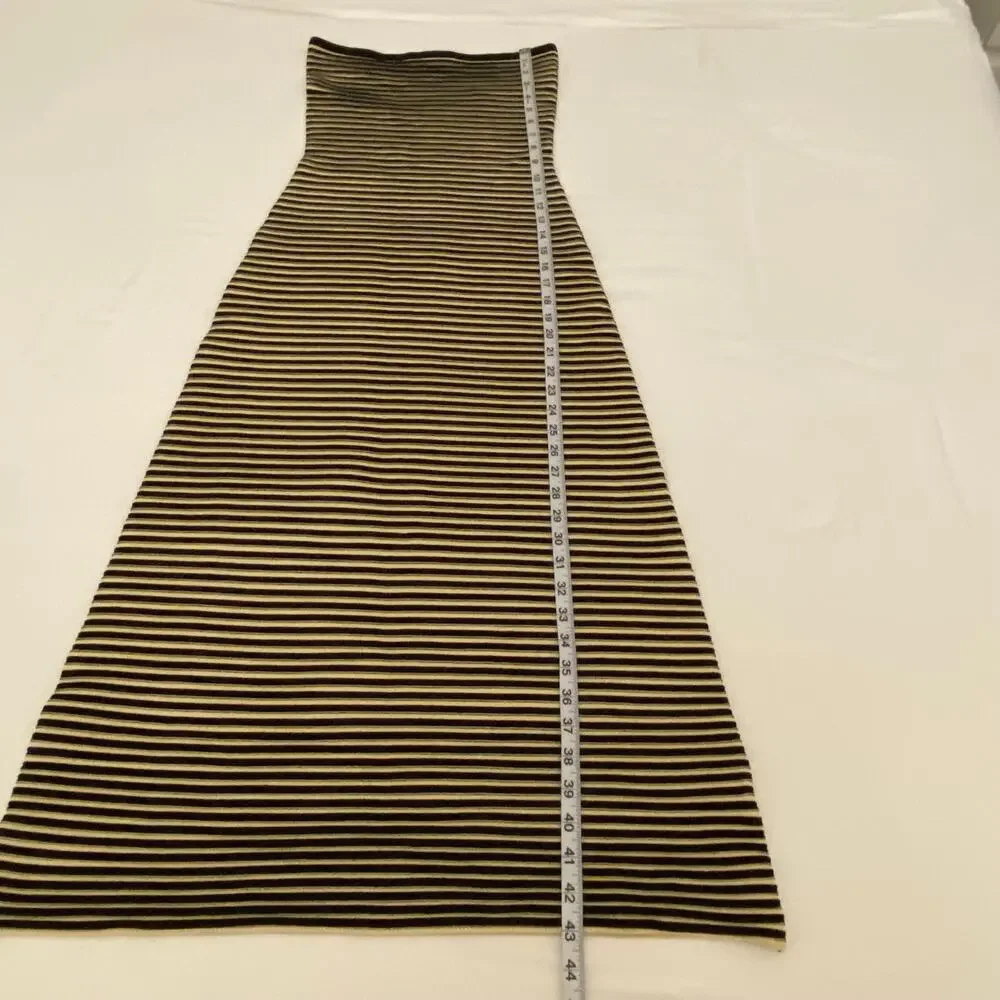 The Wolf Gang Size Small Sunmor Strapless Knit Black & Beige Maxi Dress - Picture 9 of 14
